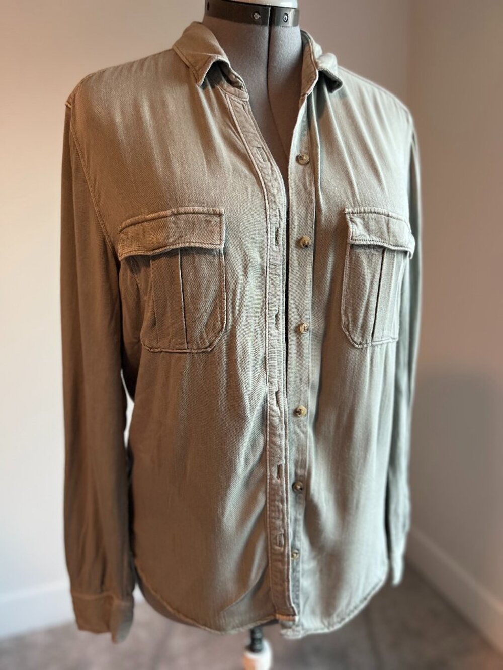 American Eagle Vintage Boyfriend Long Sleeve Button Shirt